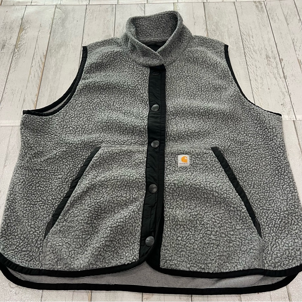 Carhartt Women's Relaxed Fit Fleece Snap-Front Vest Sz XL